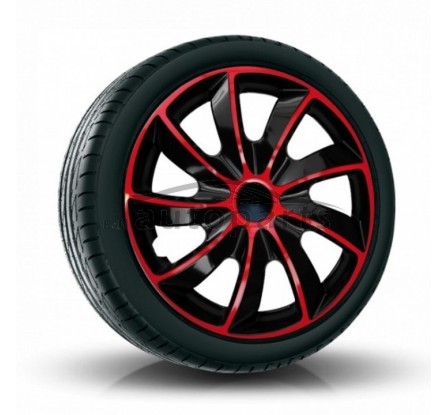 Dísztárcsa kompatibilné na auto Peugeot 15" QUAD červeno-fekete 4ks